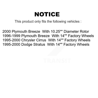 [Avant + Arrière] Kit de Disque de frein pour Dodge Stratus Chrysler Cirrus Plymouth Breeze K8-102072