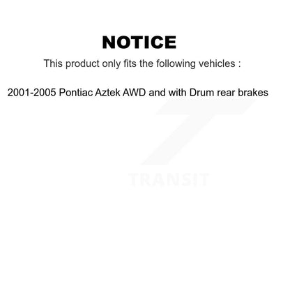 [Avant + Arrière] Kit de Disque de frein pour 2001-2005 Pontiac Aztek AWD avec Drum rear brakes K8-102098