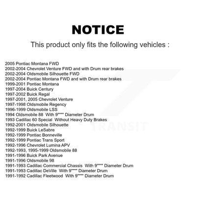 [Avant + Arrière] Kit de Disque de frein pour Buick Century Chevrolet LeSabre Venture Pontiac Oldsmobile Montana Regal 88 Silhouette Bonneville Park Avenue Cadillac DeVille 98 Trans Sport Lumina APV K8-102131