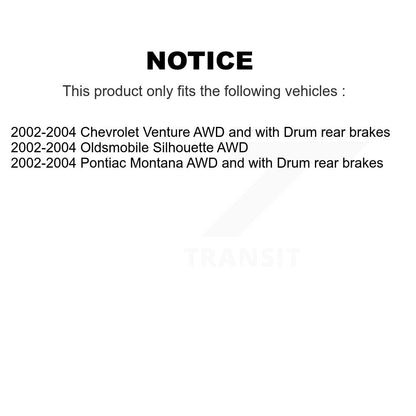 [Avant + Arrière] Kit de Disque de frein pour 2002-2004 Chevrolet Venture Pontiac Montana Oldsmobile Silhouette K8-102135