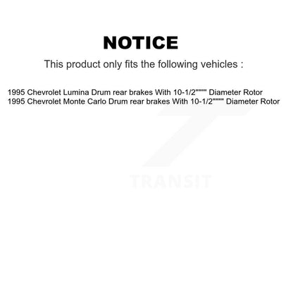 [Avant + Arrière] Kit de Disque de frein pour 1995 Chevrolet Lumina Monte Carlo avec 10-1/2" Diameter Rotor Drum rear brakes K8-102137