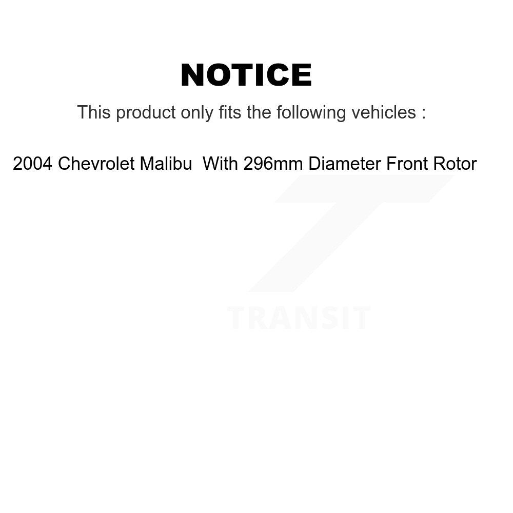 [Avant + Arrière] Kit de Disque de frein pour 2004 Chevrolet Malibu avec 296mm Diameter Rotor K8-102138