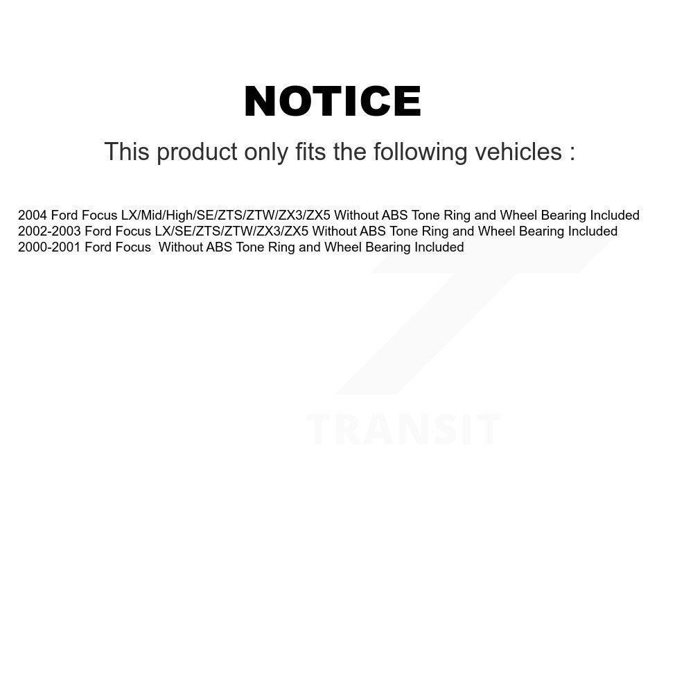 [Avant + Arrière] Kit de Disque de frein pour Ford Focus Wheel Bearing Includes K8-102146
