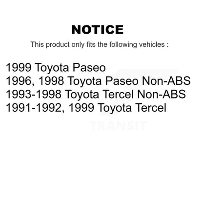 [Avant + Arrière] Kit de Disque de frein pour Toyota Tercel Paseo K8-102172