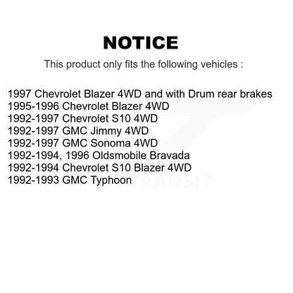 [Avant + Arrière] Kit de Disque de frein pour Chevrolet S10 GMC Blazer Sonoma Jimmy Oldsmobile Bravada Typhoon K8-102183