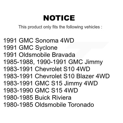 [Avant + Arrière] Kit de Disque de frein pour Chevrolet S10 GMC Blazer S15 Jimmy Sonoma Buick Riviera Oldsmobile Toronado Syclone Bravada K8-102184