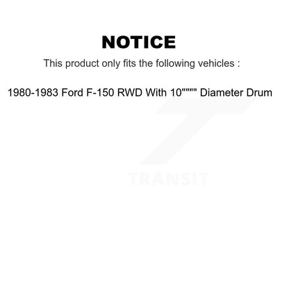 [Avant + Arrière] Kit d'ensemble disque de frein à disque et moyeu pour 1980-1983 Ford F-150 RWD avec 10" Diameter Drum K8-102191
