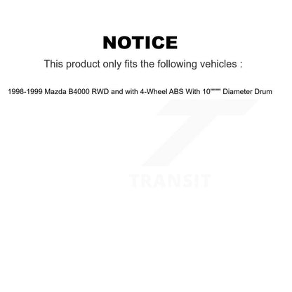 [Avant + Arrière] Kit d'ensemble disque de frein à disque et moyeu pour 1998-1999 Mazda B4000 RWD avec 4-Wheel ABS avec 10" Diameter Drum K8-102192