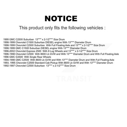 [Avant + Arrière] Kit d'ensemble disque de frein à disque et moyeu pour Chevrolet C2500 Express 2500 C1500 Suburban GMC G3500 K8-102198