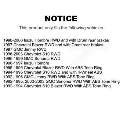[Avant + Arrière] Kit d'ensemble disque de frein à disque et moyeu pour Chevrolet S10 GMC Sonoma Blazer Jimmy Isuzu Hombre K8-102201