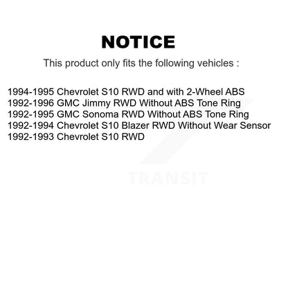 [Avant + Arrière] Kit d'ensemble disque de frein à disque et moyeu pour Chevrolet S10 GMC Sonoma Jimmy Blazer K8-102202