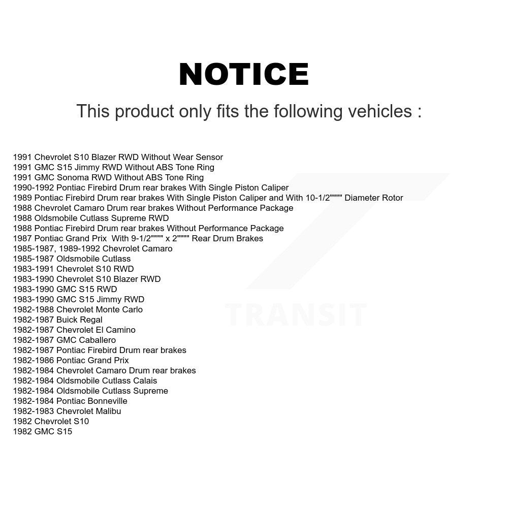 [Avant + Arrière] Kit d'ensemble disque de frein à disque et moyeu pour Chevrolet S10 Camaro Pontiac Monte Carlo GMC Firebird Blazer El Camino Buick Regal S15 Oldsmobile Cutlass Supreme Jimmy Sonoma Grand Prix Caballero Calais K8-102203