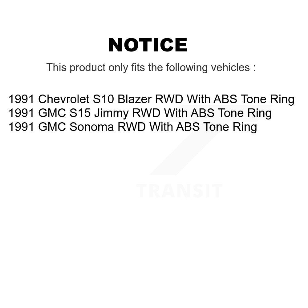 [Avant + Arrière] Kit d'ensemble disque de frein à disque et moyeu pour 1991 GMC Sonoma Chevrolet S10 Blazer S15 Jimmy avec ABS Tone Ring RWD K8-102204