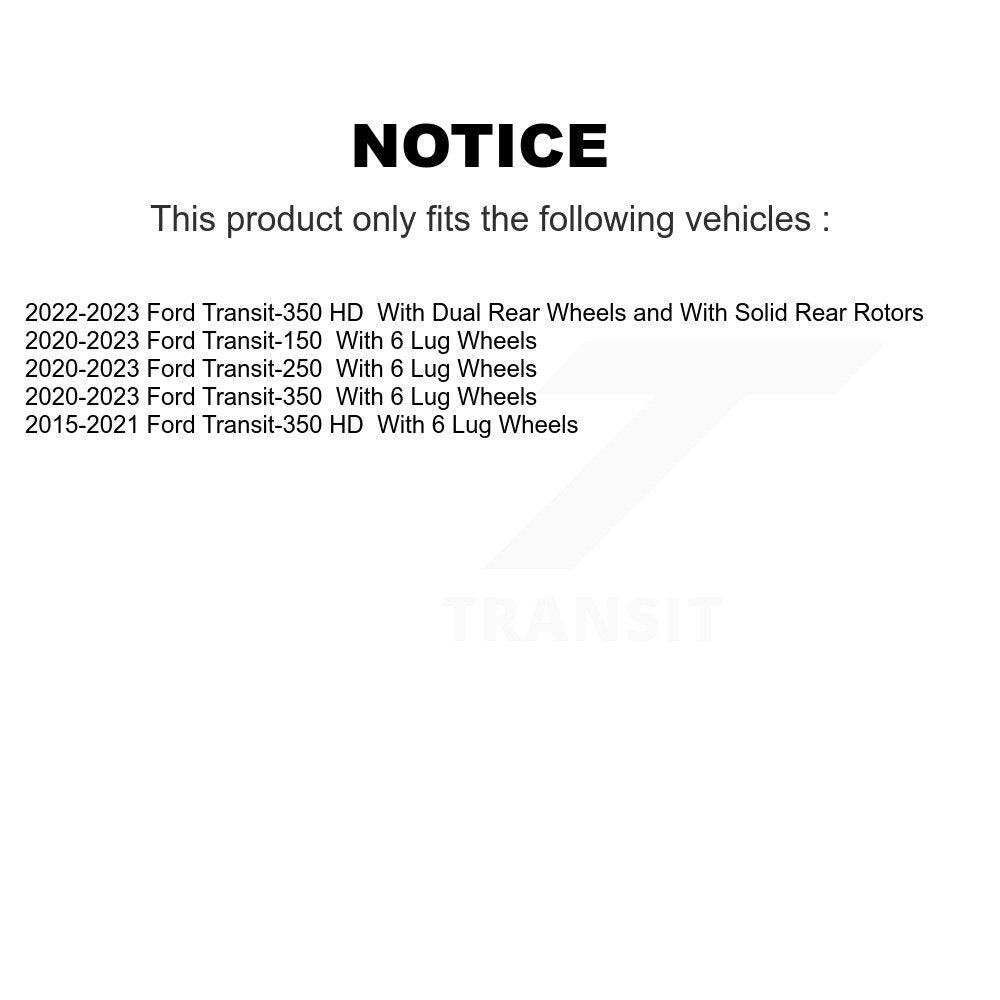 [Arrière] Kit de Disque de frein pour Ford Transit-350 HD Transit-250 Transit-150 K8-102332