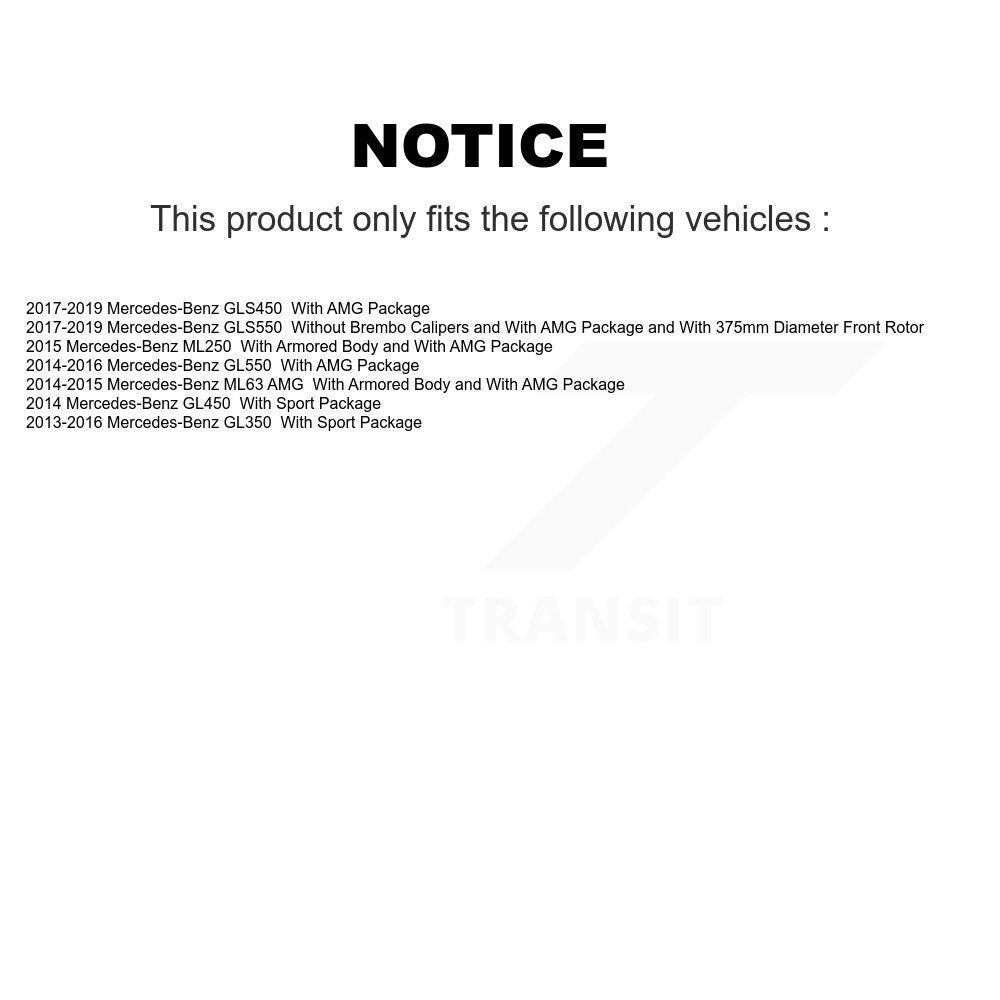 [Avant + Arrière] Kit de Disque de frein pour Mercedes-Benz GLS450 GL450 GLS550 GL350 GL550 ML250 ML63 AMG K8-102366