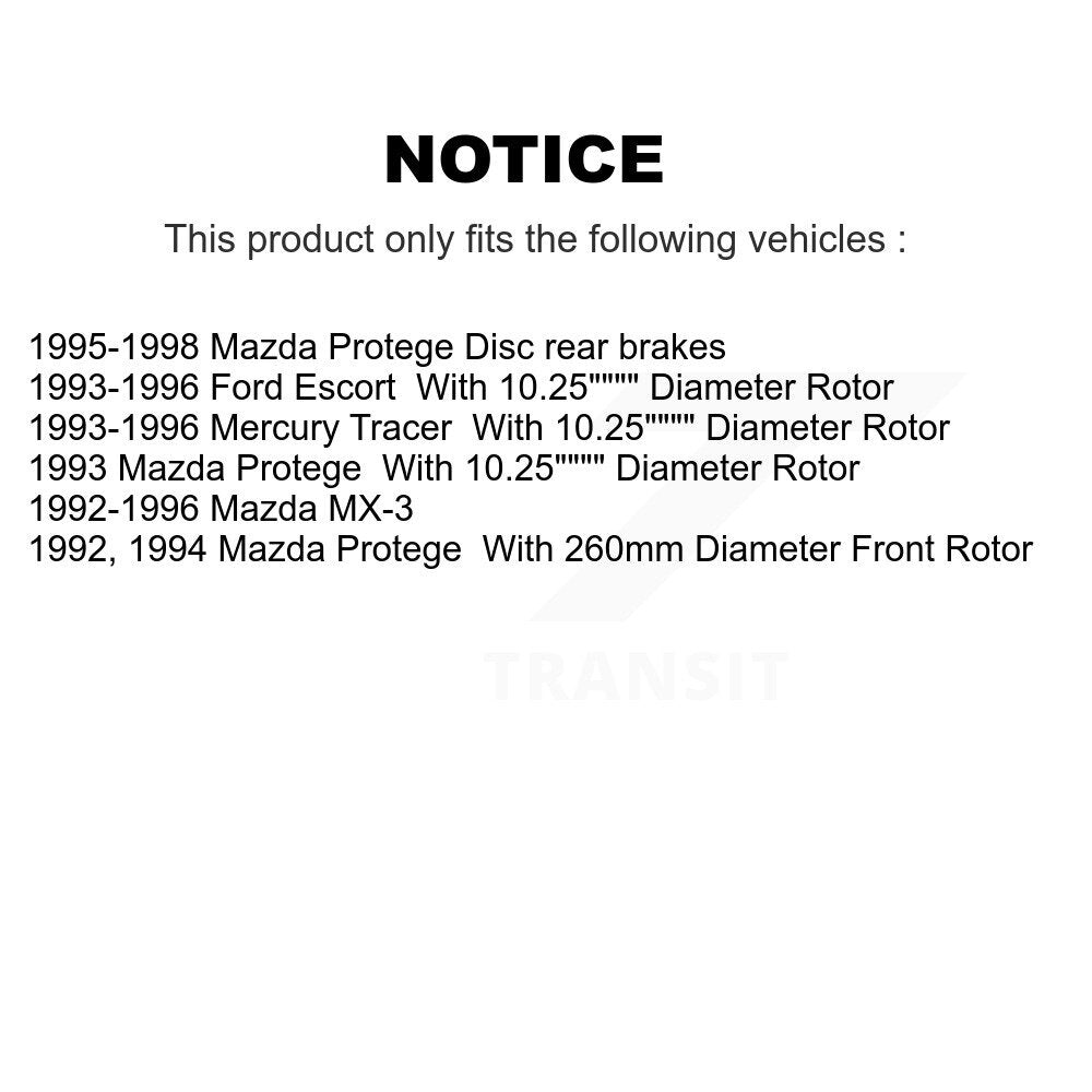 [Avant et Arrière] Disque de frein pour Mazda Protege Ford Escort MX-3 Mercury Tracer K8-102406