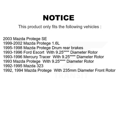 [Avant et Arrière] Disque de frein pour Mazda Protege Ford Escort 323 Mercury Tracer K8-102407