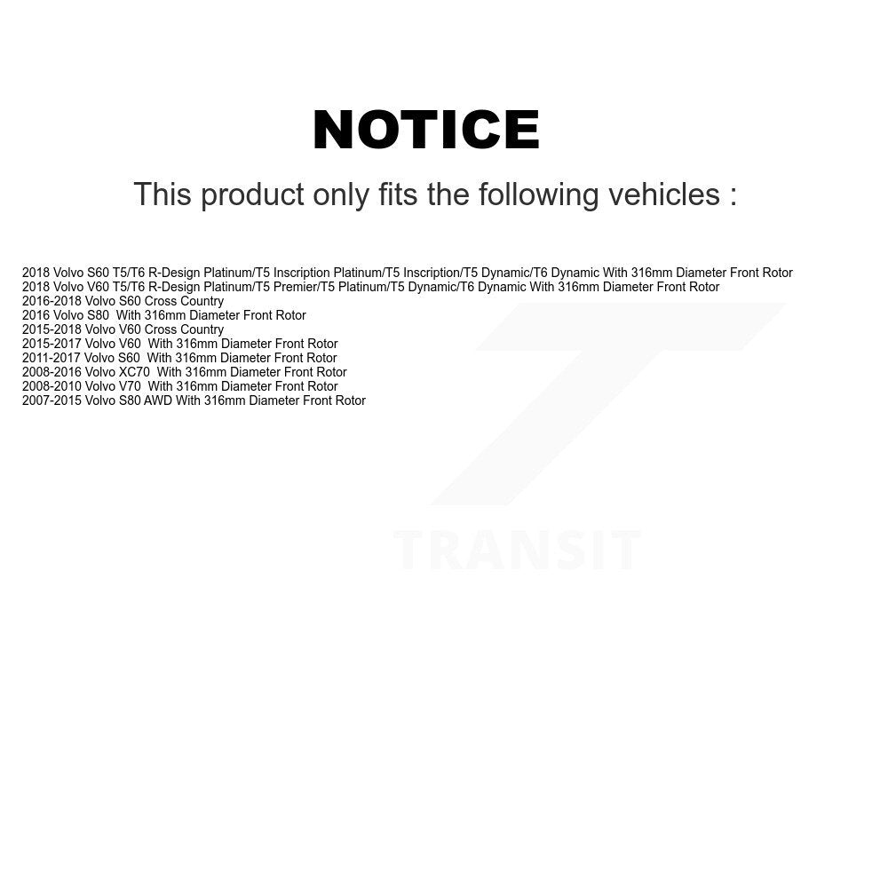 [Avant] Kit de Disque et plaquette (céramique) de frein pour Volvo S60 XC70 S80 V60 Cross Country V70 K8C-100269