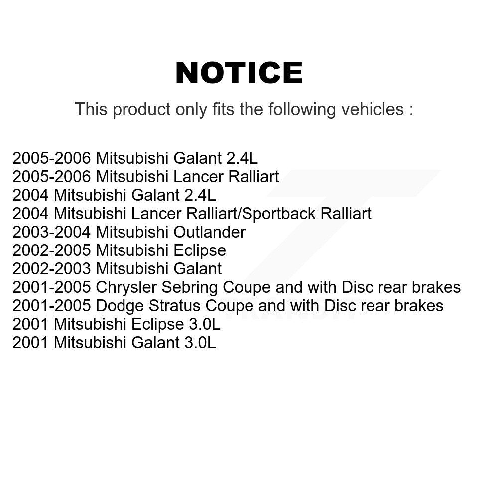 [Avant] Kit de Disque et plaquette (céramique) de frein pour Mitsubishi Chrysler Sebring Dodge Stratus Galant Eclipse Lancer Outlander K8C-100275