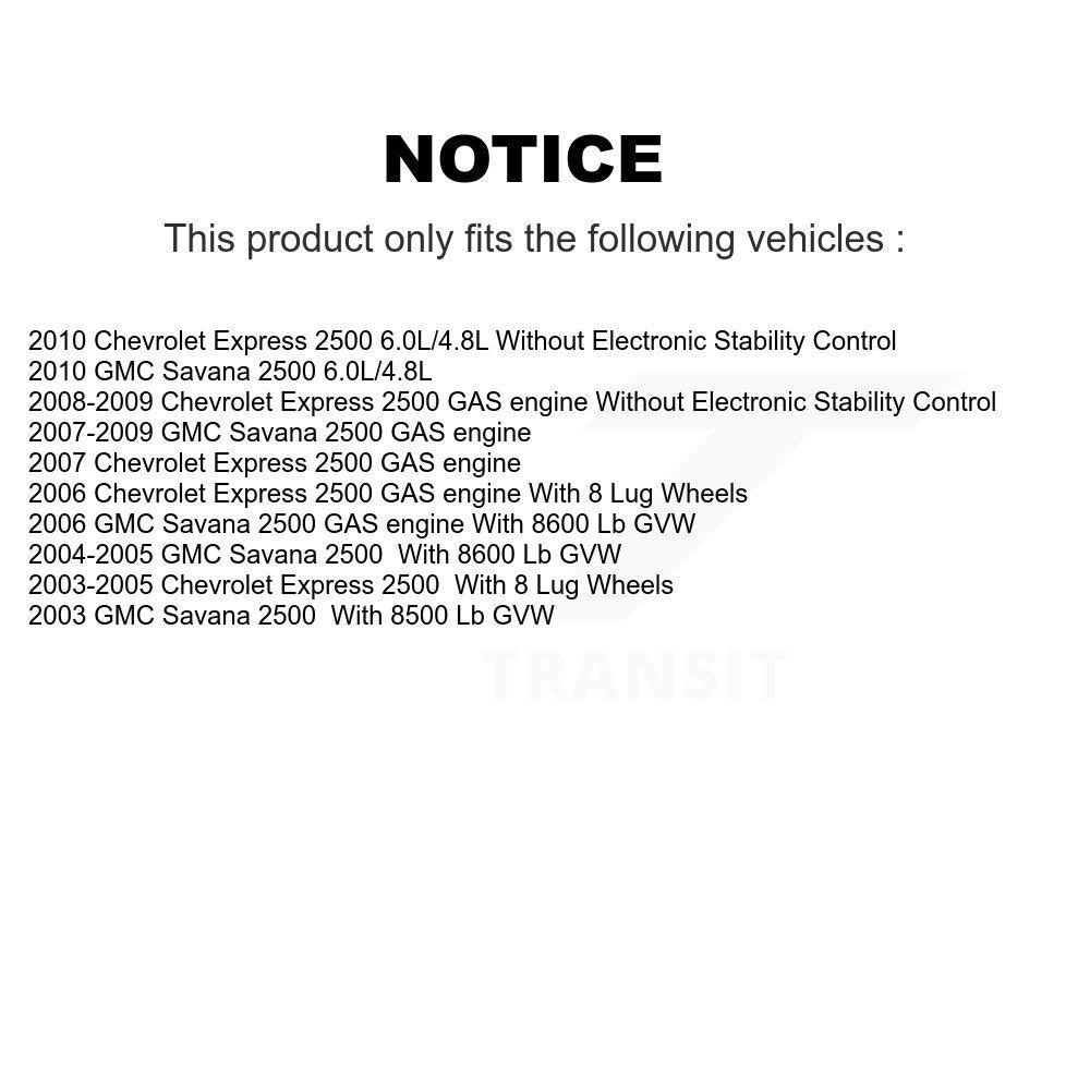 [Avant + Arrière] Kit de Disque et plaquette (céramique) de frein pour Chevrolet Express 2500 GMC Savana K8C-101038