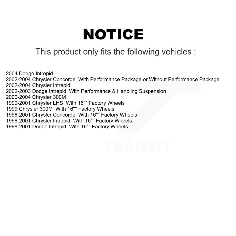 [Avant + Arrière] Kit de Disque et plaquette (céramique) de frein pour Chrysler Dodge Intrepid 300M Concorde LHS K8C-101280