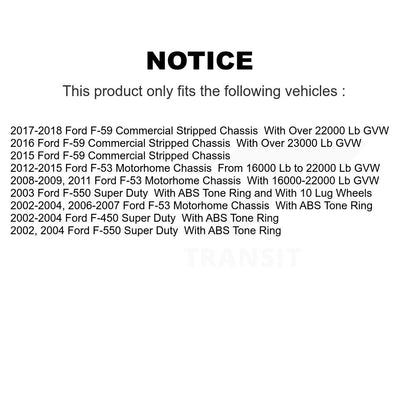 [Arrière] Kit de Disque et plaquette (céramique) de frein pour Ford F-59 Commercial Stripped Chassis F-450 Super Duty F-550 F-53 Motorhome K8C-101651