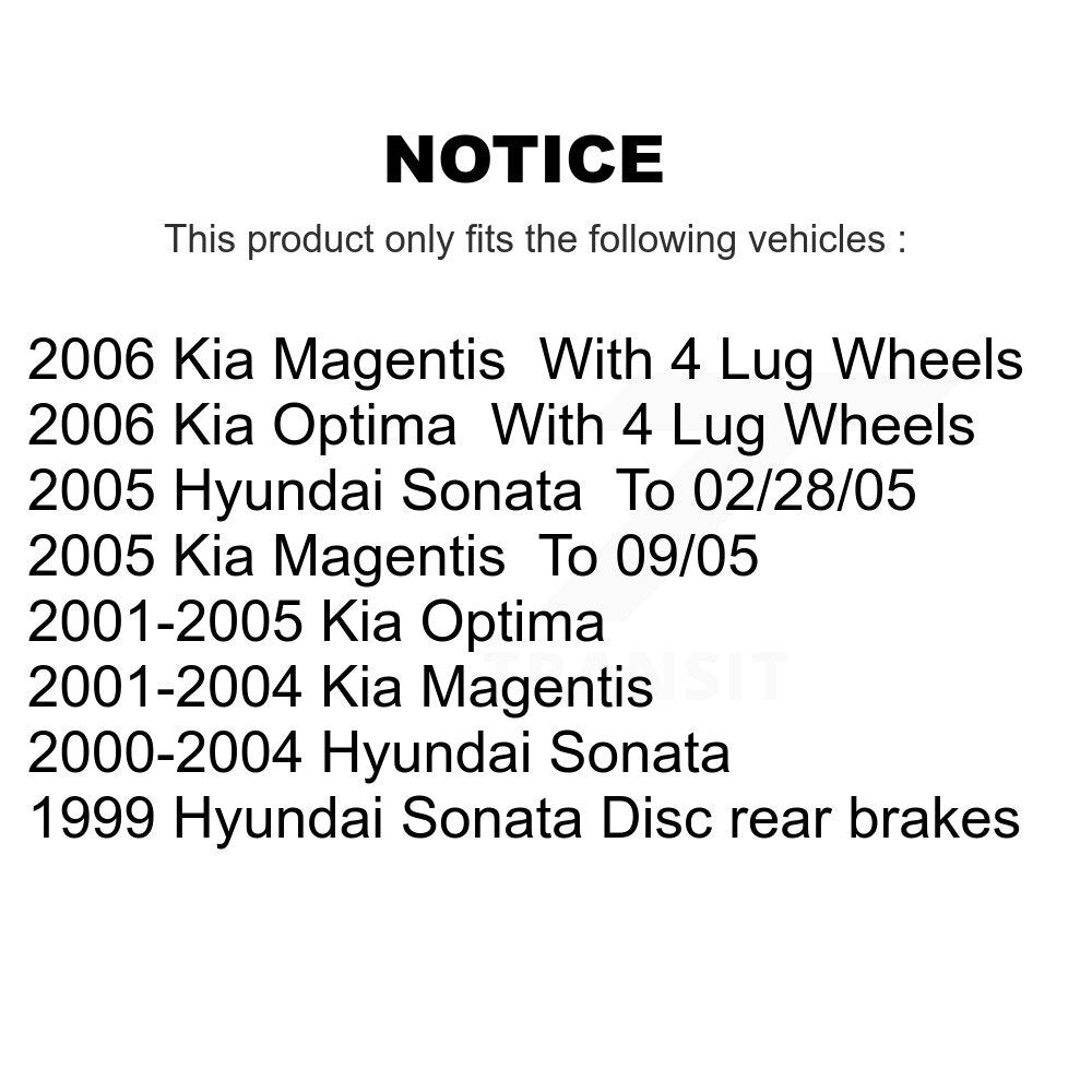 [Arrière] Kit de Disque et plaquette (céramique) de frein pour Hyundai Sonata Kia Optima Magentis K8C-101770