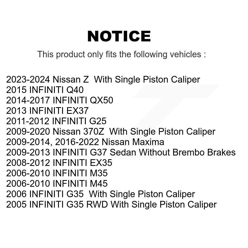 [Arrière] Kit de Disque et plaquette (céramique) de frein pour Nissan INFINITI Maxima G37 G35 M35 370Z 350Z QX50 EX35 G25 M45 Q40 EX37 Z K8C-101773