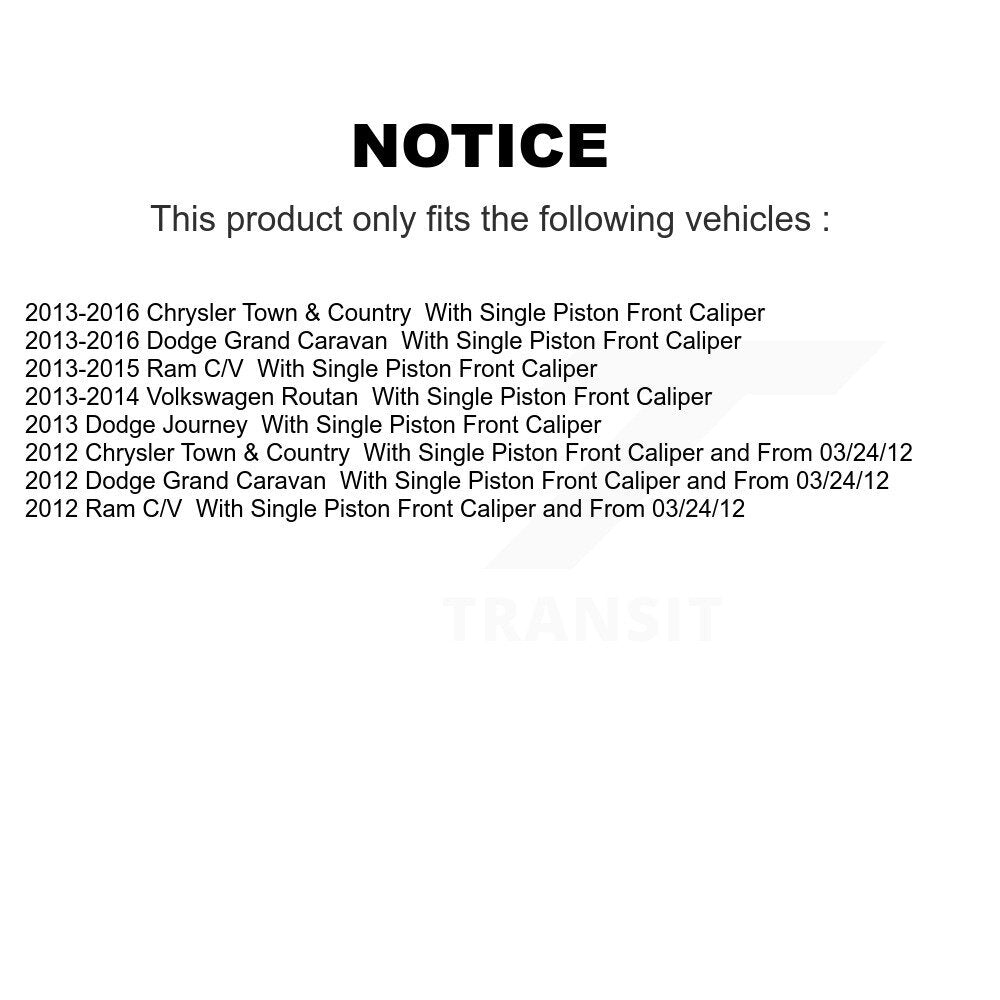 [Arrière] Kit de Disque et plaquette (céramique) de frein pour Dodge Grand Caravan Chrysler Town & Country Journey Ram C/V Volkswagen Routan K8C-101841