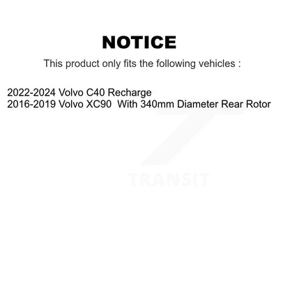 [Arrière] Kit de Disque et plaquette (céramique) de frein pour 2016-2019 Volvo XC90 avec 340mm Diameter Rotor K8C-101969
