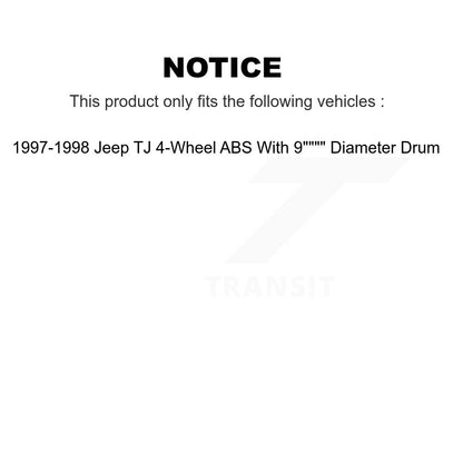 [Avant + Arrière] Kit de Disque et plaquette (céramique) de frein pour 1997-1998 Jeep TJ 4-Wheel ABS avec 9" Diameter K8C-102881