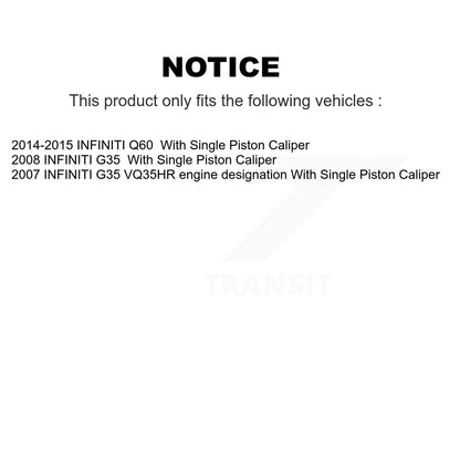 [Avant et Arrière] Disque et plaquette de frein pour INFINITI G35 Q60 With Single Piston Caliper K8C-103418
