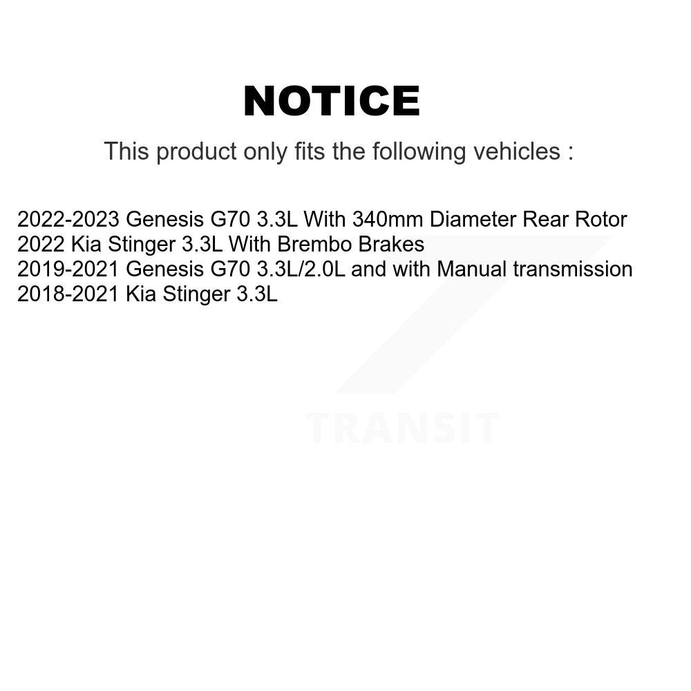 [Arrière] Disque et plaquette de frein pour Genesis G70 Kia Stinger K8C-103760