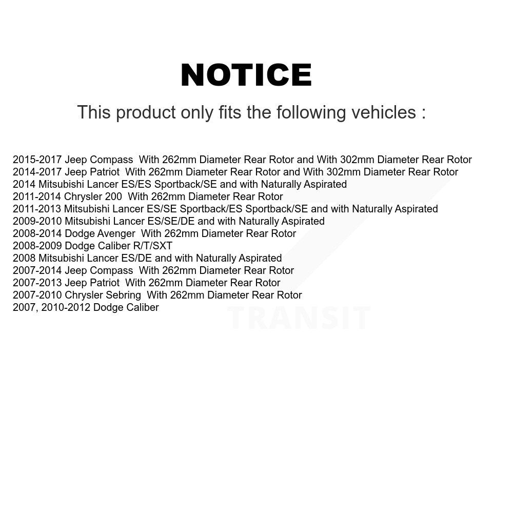 [Arrière] Disque et plaquette de frein pour Jeep Patriot Dodge Chrysler Compass K8C-103852