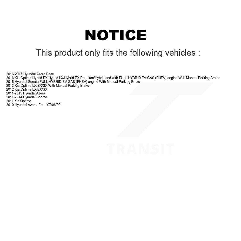 [Arrière] Disque et plaquette de frein pour Hyundai Sonata Kia Optima Azera K8C-103926