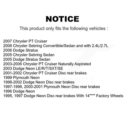 [Arrière] Disque et plaquette de frein pour Chrysler PT Cruiser Sebring Neon K8C-103972