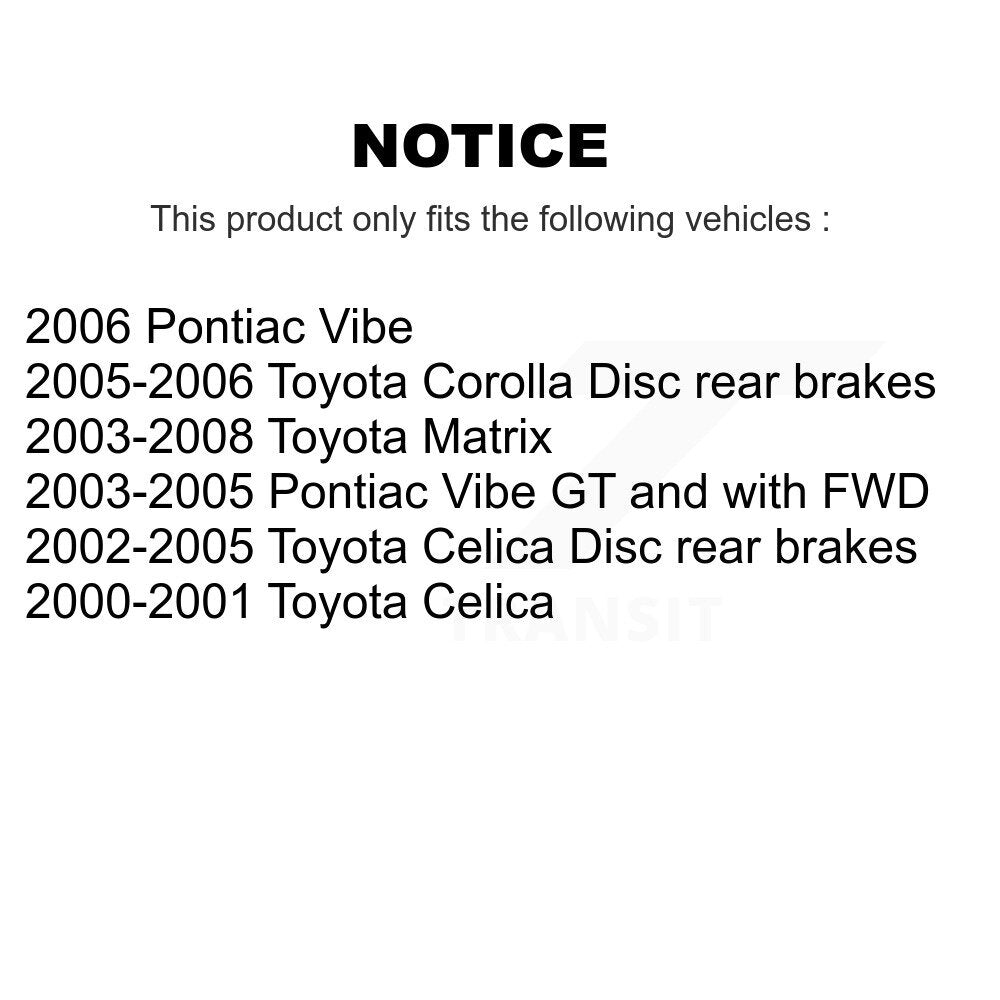 [Arrière] Disque et plaquette de frein pour Toyota Matrix Corolla Pontiac Vibe K8C-104033