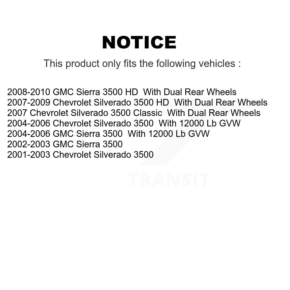 [Arrière] Disque et plaquette de frein pour Chevrolet GMC Silverado 3500 Sierra K8C-104150