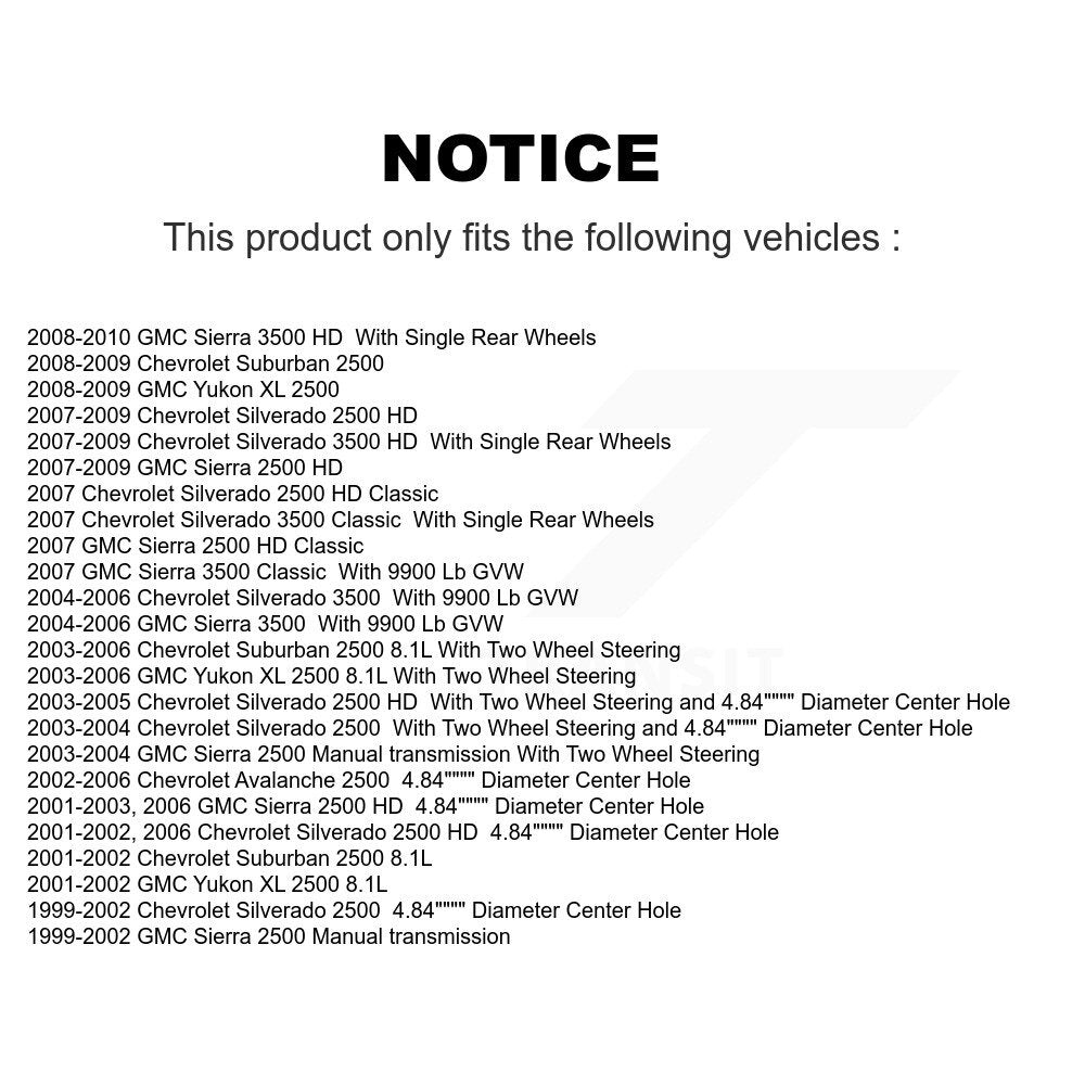 [Arrière] Disque et plaquette de frein pour Chevrolet GMC Silverado 2500 HD 3500 K8C-104151