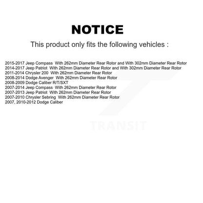 [Arrière] Disque et plaquette de frein pour Jeep Patriot Dodge Chrysler K8C-104335