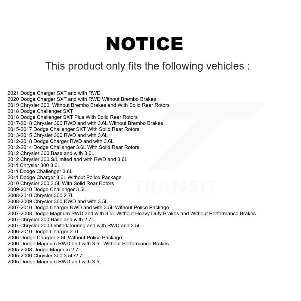[Arrière] Disque et plaquette de frein pour Dodge Chrysler 300 Charger K8C-104345