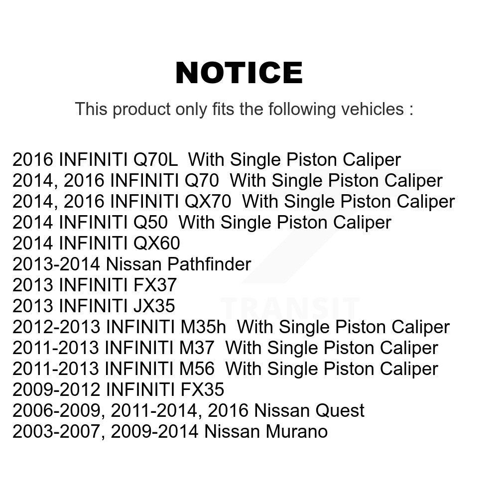 [Arrière] Disque et plaquette de frein pour Nissan Murano INFINITI QX60 K8C-104353