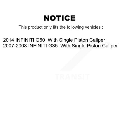 [Arrière] Disque et plaquette de frein pour INFINITI G35 Q60 K8C-104359