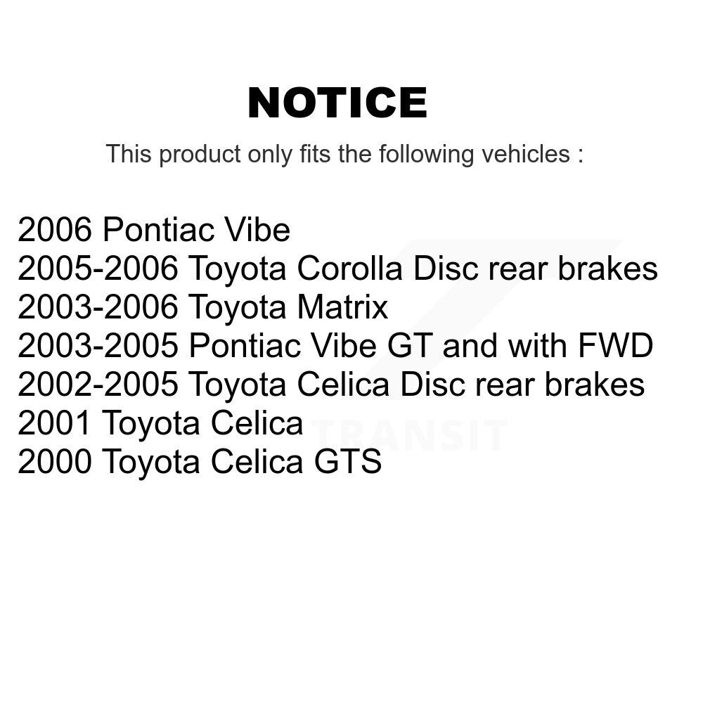 [Arrière] Disque et plaquette de frein pour Toyota Corolla Matrix Vibe K8C-104429