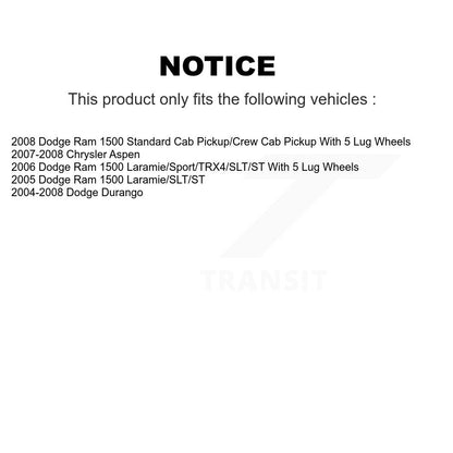 [Arrière] Disque et plaquette de frein pour Dodge Ram 1500 Durango Aspen K8C-104511