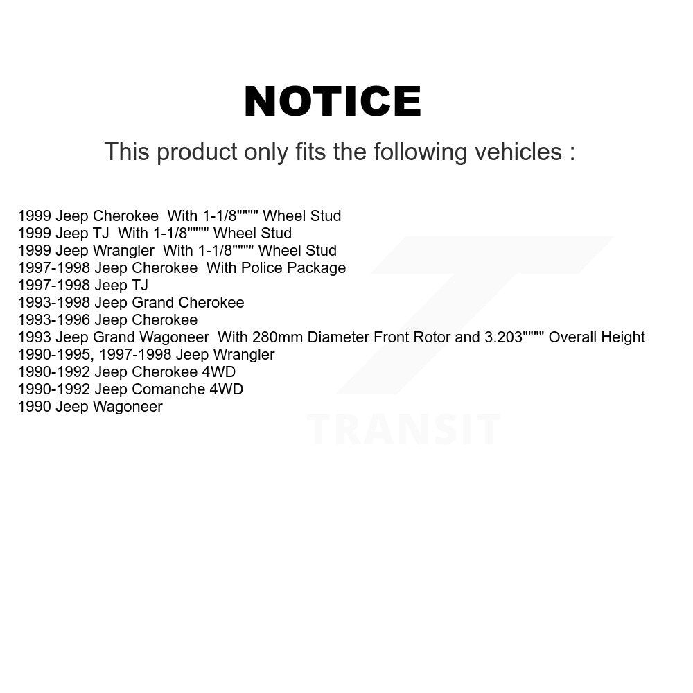 [Avant] Kit de Disque et plaquette (semi-métallique) de frein pour Jeep Wrangler Cherokee Grand Comanche Wagoneer TJ K8F-100179