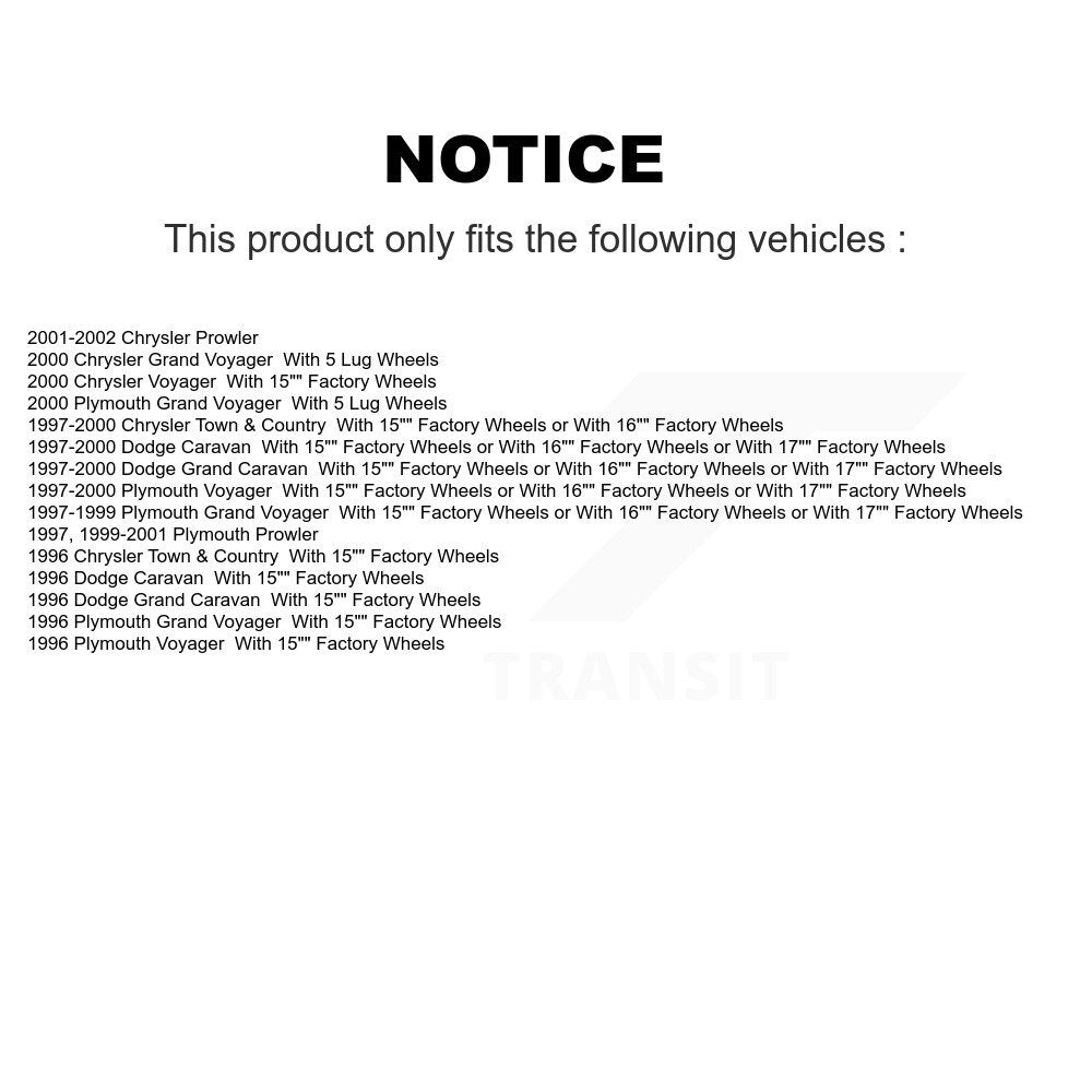 [Avant] Kit de Disque et plaquette (semi-métallique) de frein pour Dodge Grand Caravan Chrysler Plymouth Town & Country Voyager Prowler K8F-100190