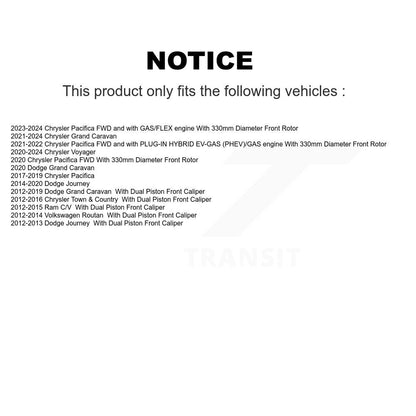 [Avant] Kit de Disque et plaquette (semi-métallique) de frein pour Dodge Grand Caravan Chrysler Journey Town & Country Pacifica Ram C/V Volkswagen Routan Voyager K8F-100239