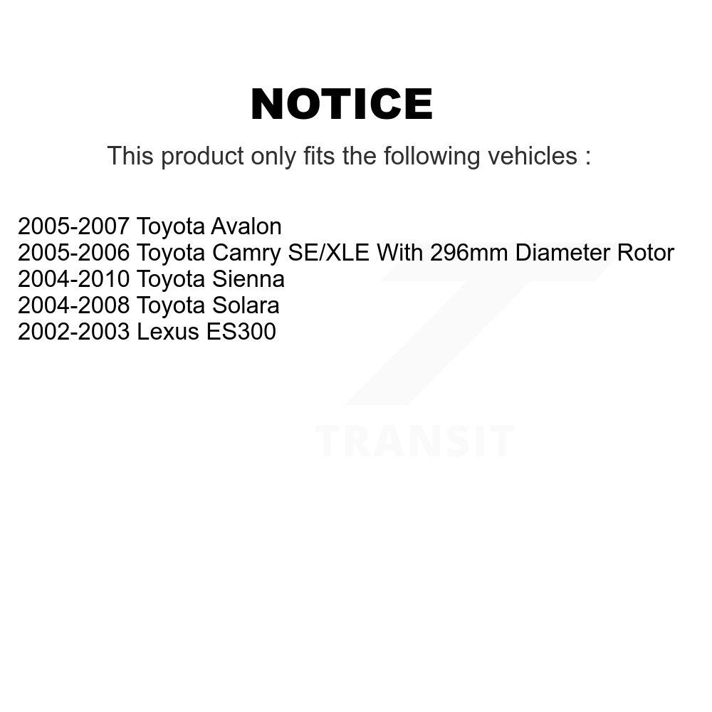 [Avant] Kit de Disque et plaquette (semi-métallique) de frein pour Toyota Sienna Camry Avalon Solara Lexus ES300 K8F-100361