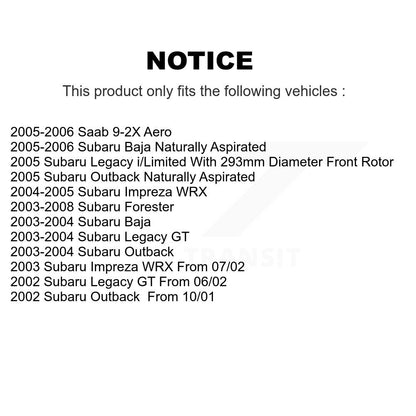 [Avant] Kit de Disque et plaquette (semi-métallique) de frein pour Subaru Forester Outback Impreza Legacy Baja Saab 9-2X K8F-100387